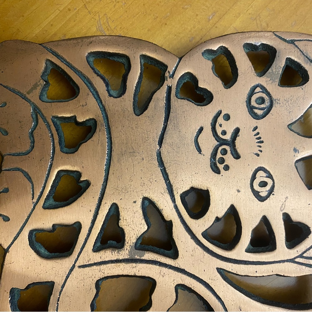 Cat Trivet Copper Clad Cast Iron Wall Hanging Garfield 7" Kitten Vintage 1996 - Picture 6 of 11